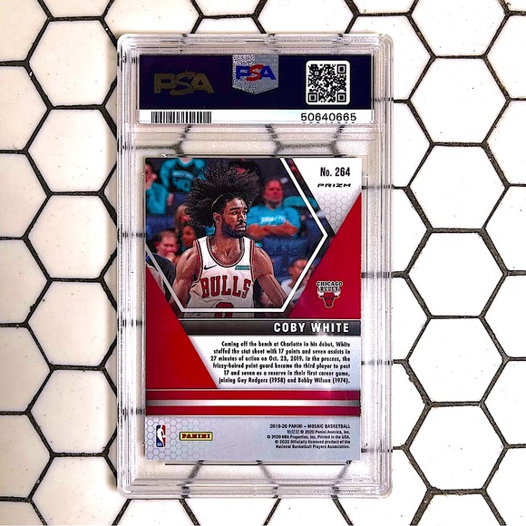 2019 PANINI MOSAIC COBY WHITE ROOKIE NBA DEBUT PINK CAMO PRIZM #264 RC - PSA 9 - Picture 2 of 3
